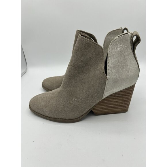 Toms Womens Gwen Gray Suede Pull On Round Toe Wedge Ankle Bootie Size 8 - Picture 1 of 8